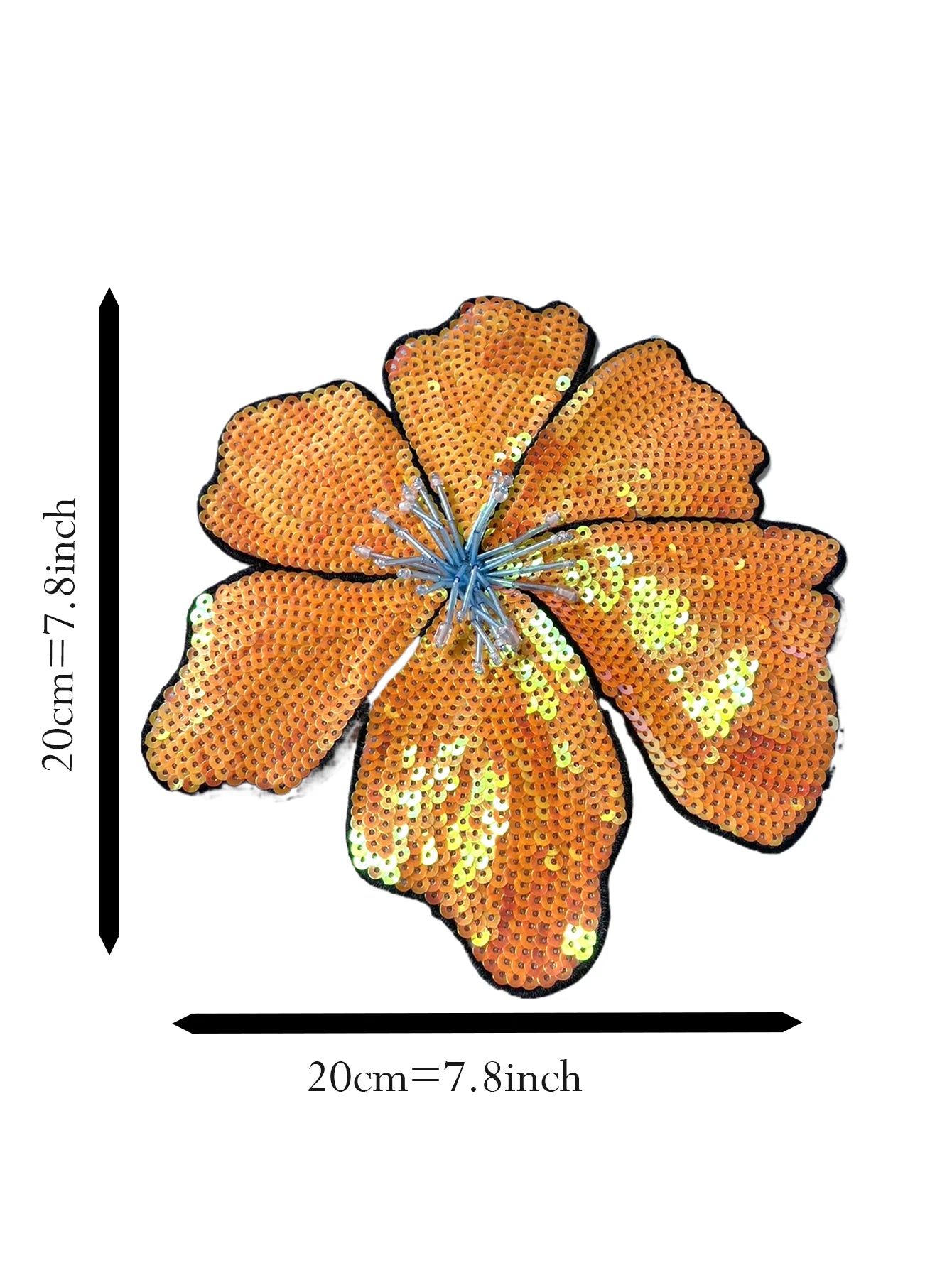 1 Piece 20CM Shining Red Orange Blue Golden Silver Pink Sequins Beads Sew Flower Patch for Evening Dress Swimsuit DIY Applique