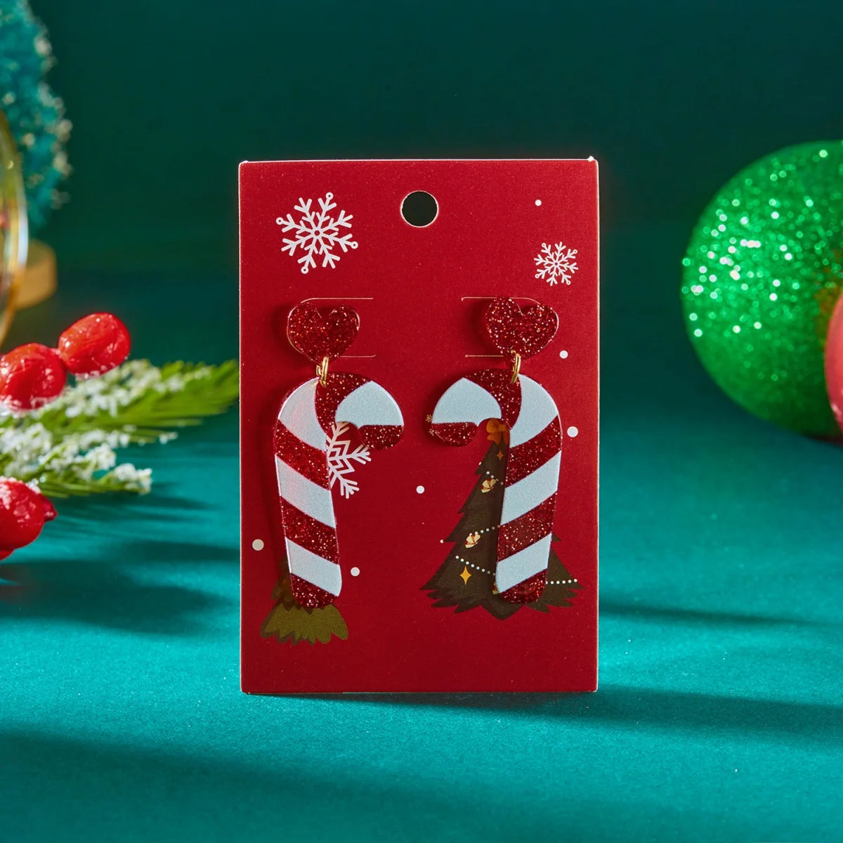 Christmas Acrylic Heart Santa Claus Deer Candy Crutch Xmas Tree Soldier Drop Earrings Cute Holiday Jewelry For Women Men Gifts