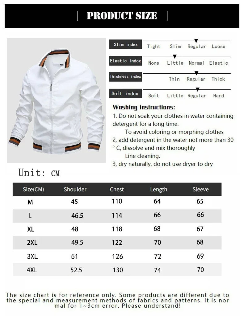 Embroidered Autumn and Winter Men's Stand Collar Casual Zipper Jacket Outdoor Sports Coat Windbreaker Jacket for Men Waterproof