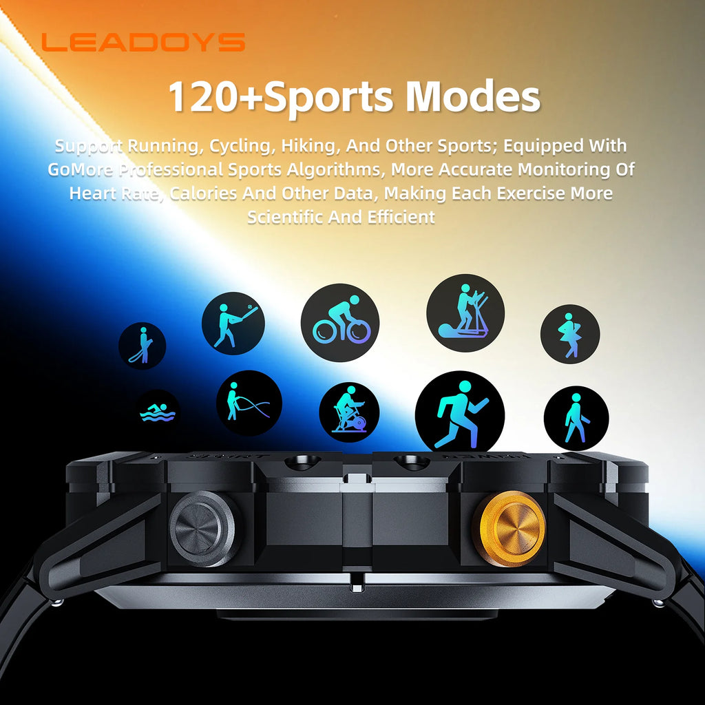 Rugged Fitness Smartwatch - 100+ Professional Sport Modes, Life Waterproof, Smart Message Notifications, Precision Sleep Tracker
