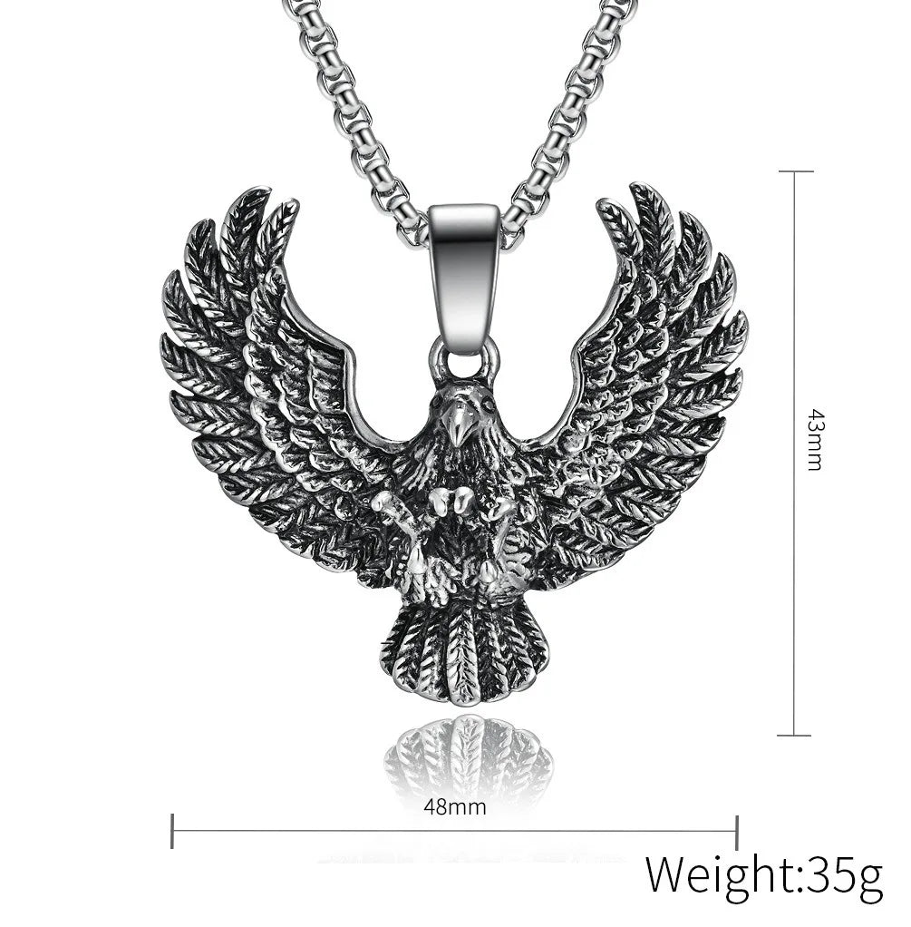 Stainless steel retro eagle hunting necklace titanium steel eagle men's pendant pendant pendant