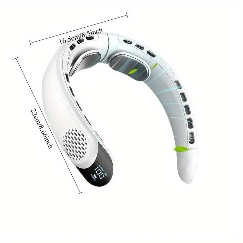 Neck Fan 360° Cooling Bladeless USB Rechargeable 4000mAh Portable Hanging Fan LED Display 3 Speed Quiet Personal Wearable Fan