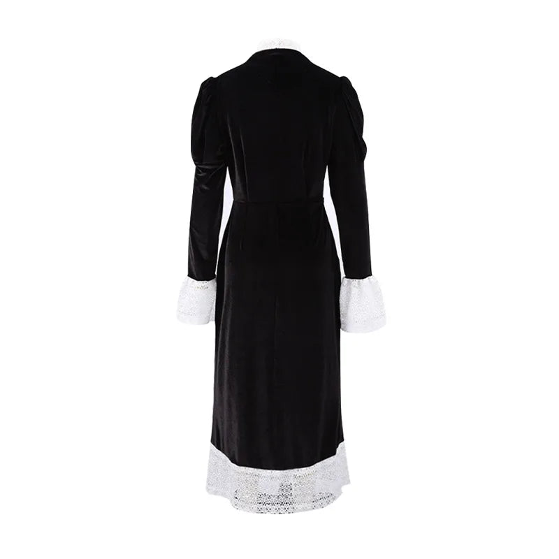 Square Collar Puff Sleeve Women Dress Patchwork Slim Pleated Lady Maxi Dresses 2026 Elegant Spring Vintage Female Vestidos