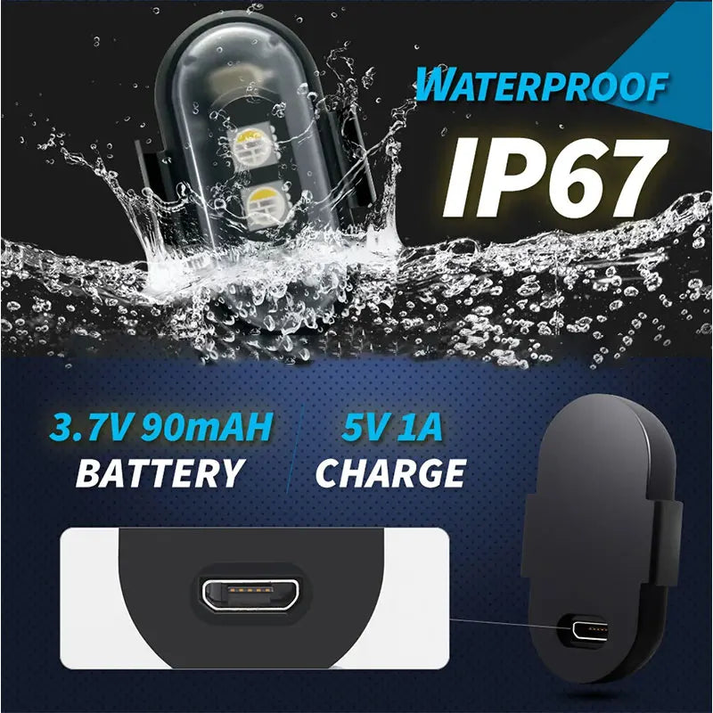 RGB Led Aircraft Strobe Light Remote Wireless Motorcycle Flash Light Warning Lights for Aircraft Airplane Helicopter Bike Car