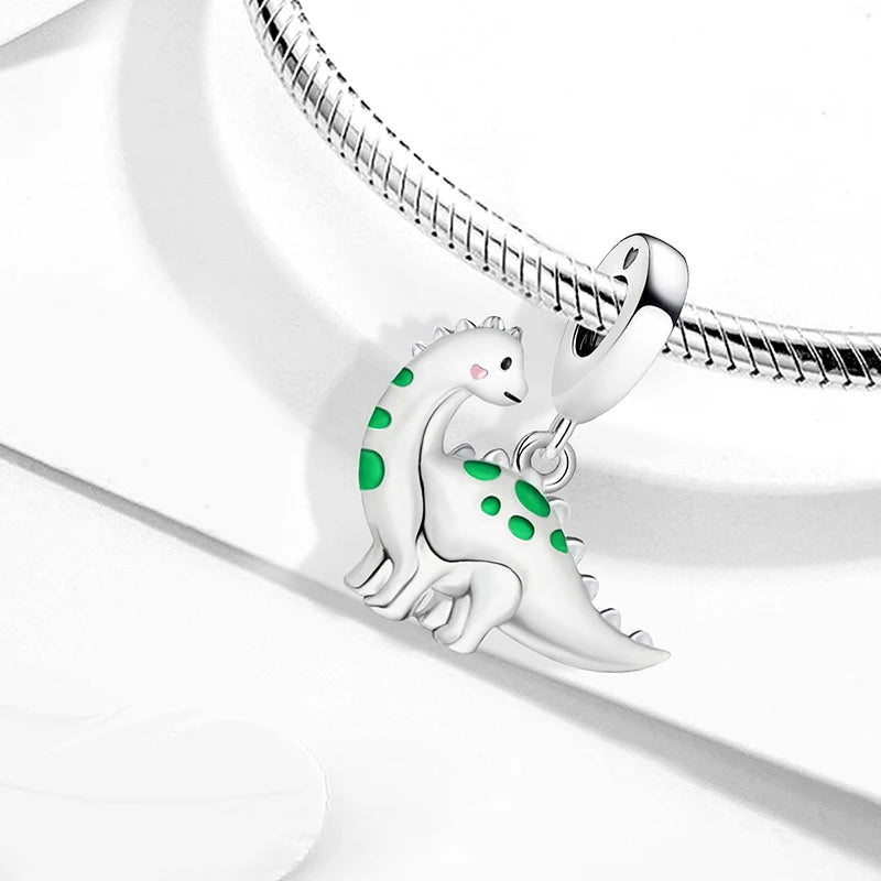 925 Sterling Silver Owl Dinosaur Panda Chameleon Cute Charm Bead Fit Diy Bracelet Bangle Making Gift of High Quality Jewelry