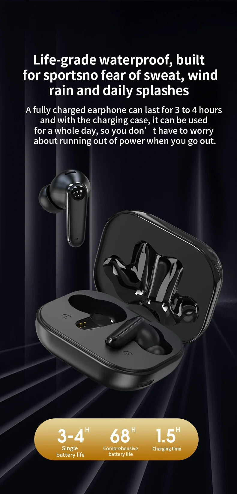 Smart Touch Screen Headphones 144 Languages Real Time Translation Bluetooth Earphone 6 Mic ANC ENC Cancelling Wireless Earbuds