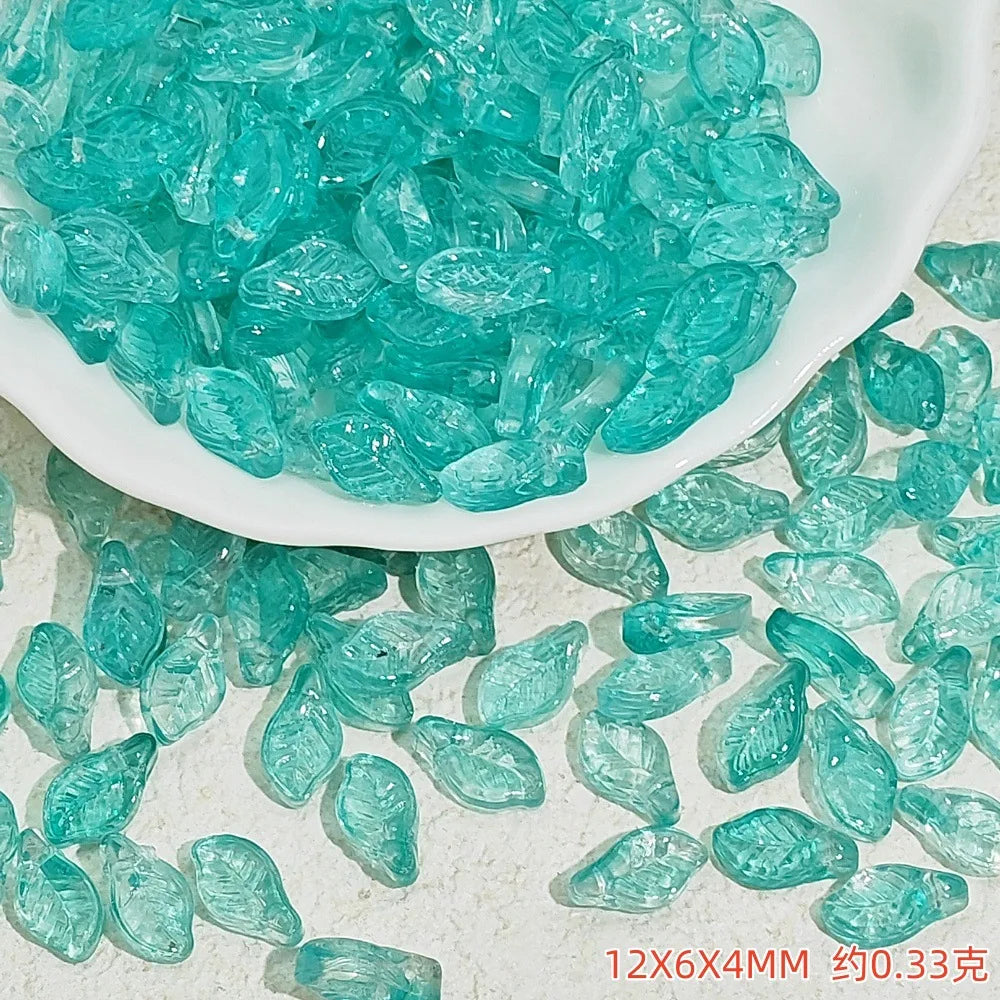 New 30pcs12x6mm Cute Grape Leaf Shaped Glass Beads Loose Spacer Beads For Jewelry Making Handmade Crafts Diy Bracelet Necklace