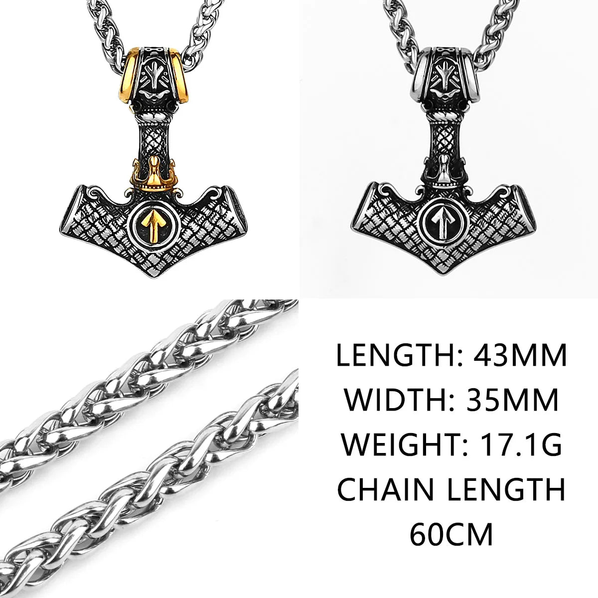 Original Viking Stainless Steel Thor Hammer Multiple Styles Domineering Unisex Necklace Pendant Boyfriend Gift Wholesale