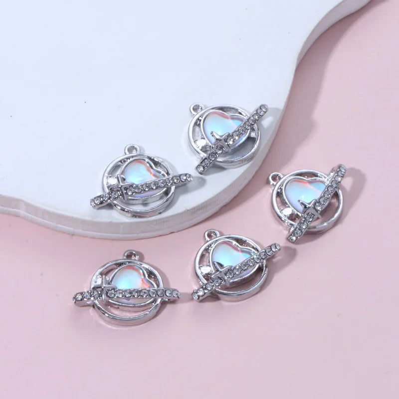 10pcs New Heart Enamel Charms Pink Fashion Y2K Style Pendants For Making DIY Handmade Findings Accessories Necklace Jewelry