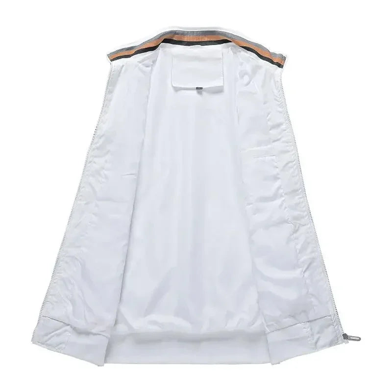 Embroidered Autumn and Winter Men's Stand Collar Casual Zipper Jacket Outdoor Sports Coat Windbreaker Jacket for Men Waterproof
