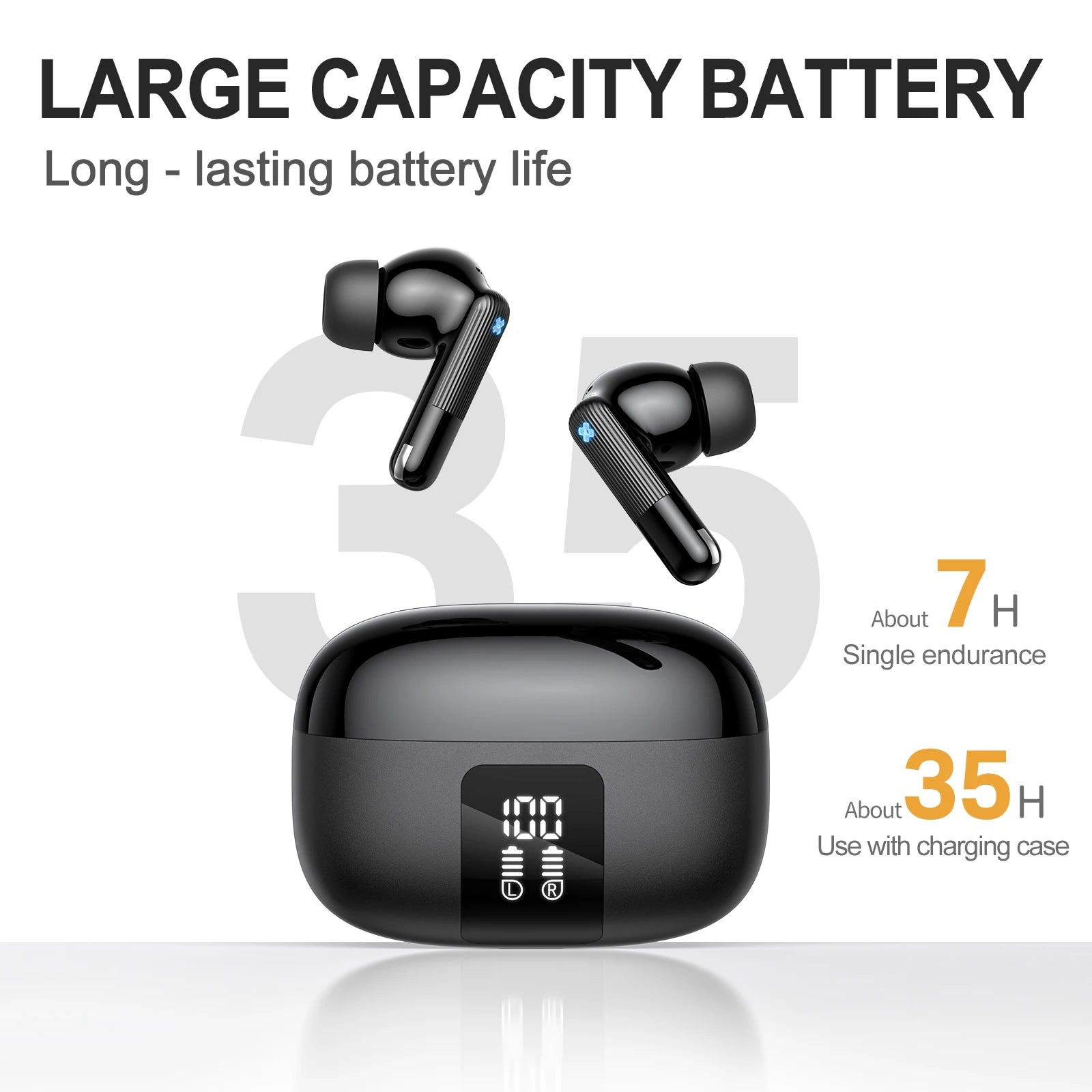 ONIKUMA TX612 2.4G True Wireless Headphones - LED Display Charging Case, ENC Dual Mic NoiseCancellation,Ambient Noise Filtering