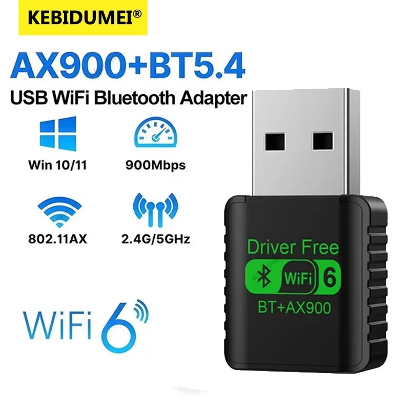 AX900 WiFi 6 USB Adapter Bluetooth 5.4 Dual Band 2.4G 5G Antennas WiFi6 USB Network Receiver Dongle Driver Free Win 10/11 For PC