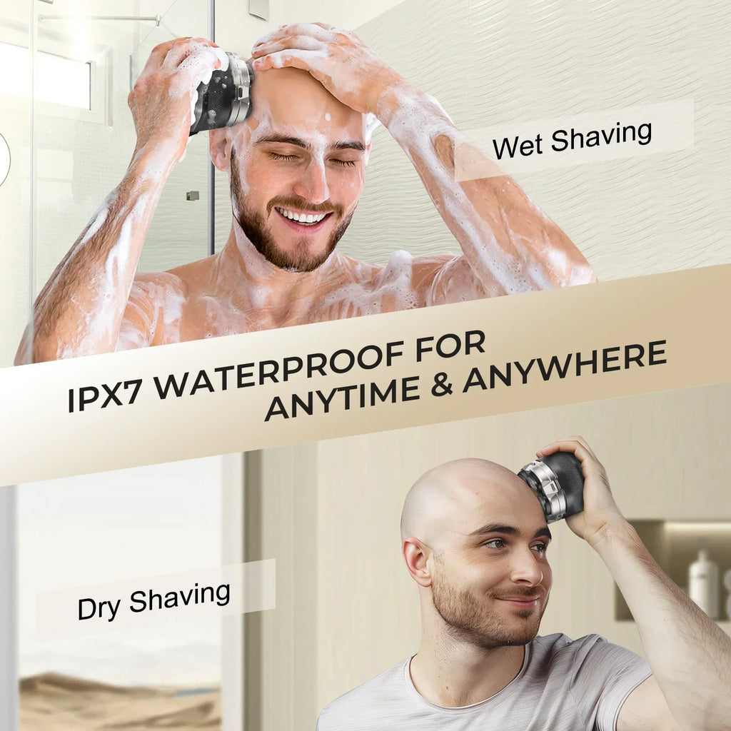 Sweker Kop-skeermasjien vir Kaal Mans Magnetiese Elektriese Skeermes vir Mans IPX7 Waterdigte Herlaaibare Baard-skeermasjiene