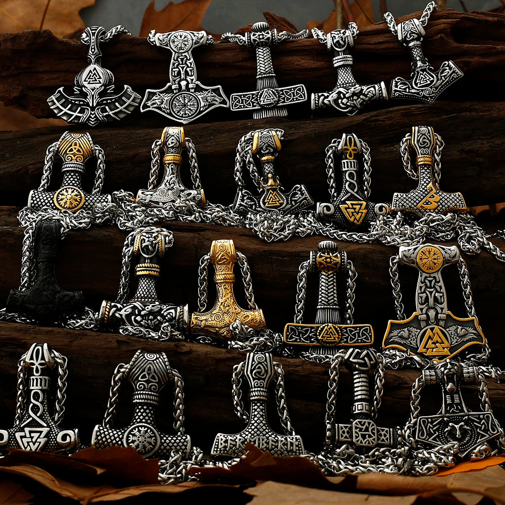 Original Viking Stainless Steel Thor Hammer Multiple Styles Domineering Unisex Necklace Pendant Boyfriend Gift Wholesale
