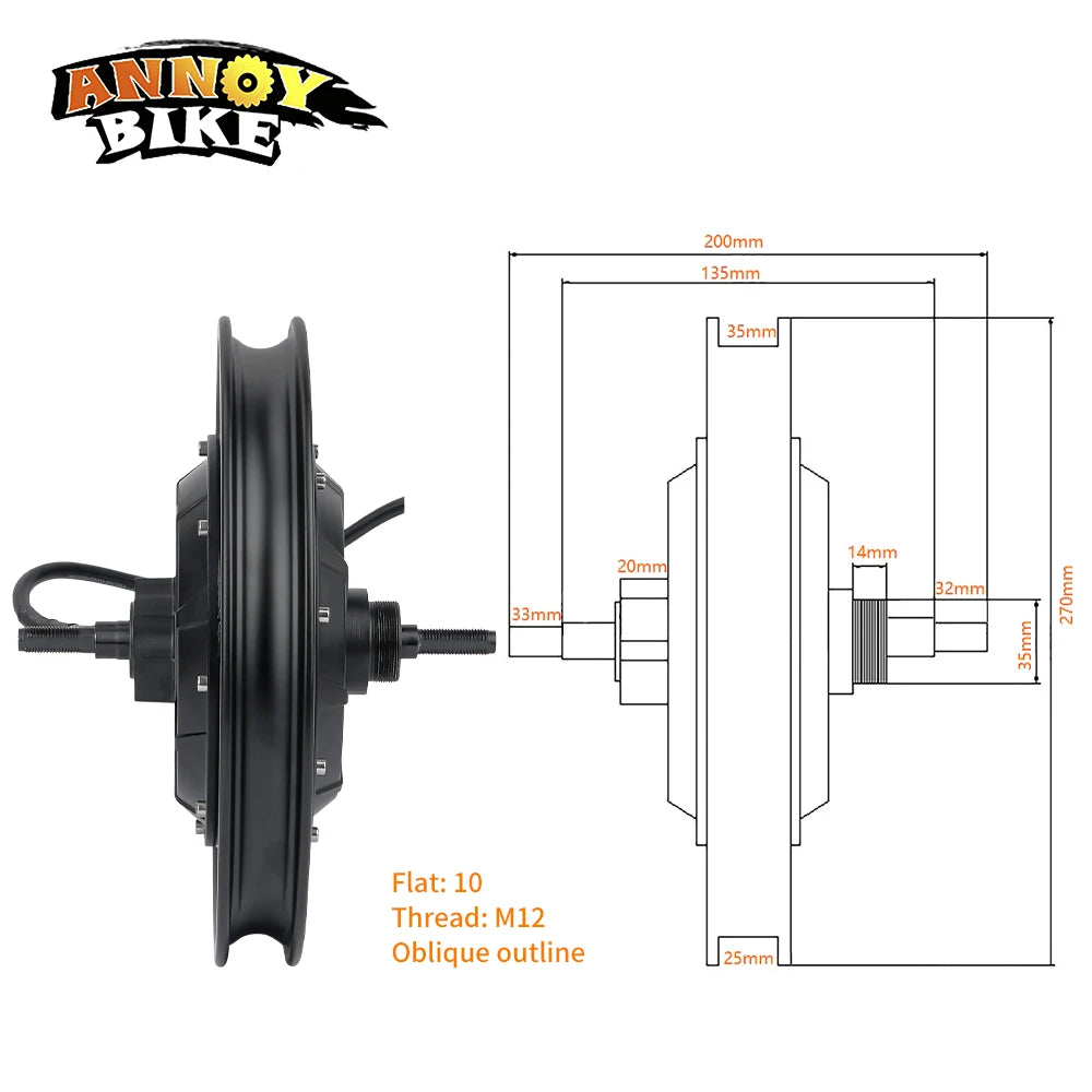 120km/h High Speed Electric Bicycle Motor Tire 14x2.125/54-254 Hub Motor Brushless Scooter 14 inch 36V 48V 60V 72V 1500W-3500W