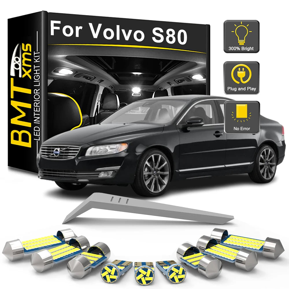 BMTxms 15PCS LED Interior Light Bulb Kit For Volvo S80 2007-2013 2014 2015 2016 2017 Car Dome Trunk Vehicle Lamp Accessories