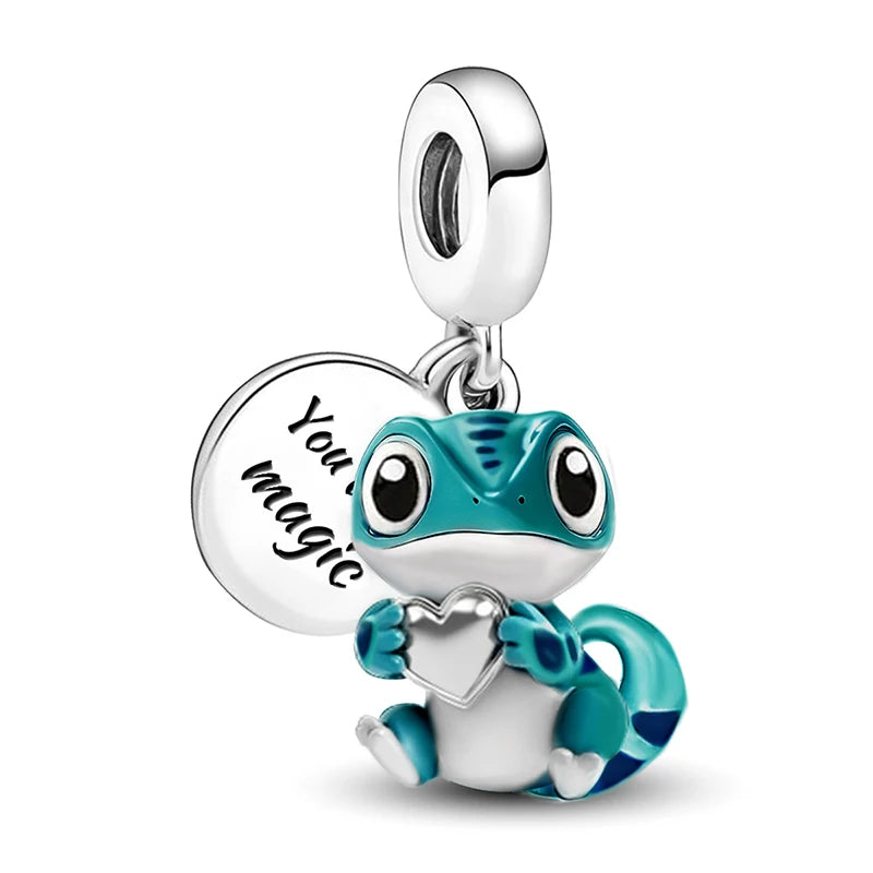 925 Sterling Silver Owl Dinosaur Panda Chameleon Cute Charm Bead Fit Diy Bracelet Bangle Making Gift of High Quality Jewelry