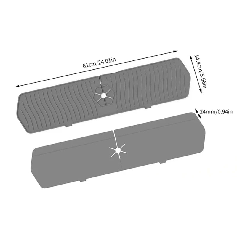 30/24 Inch Silicone Faucet Mat Sink Splash Guard Large Size Faucet Drain Drying Pad Countertop Protector for Bathroom Kitchen