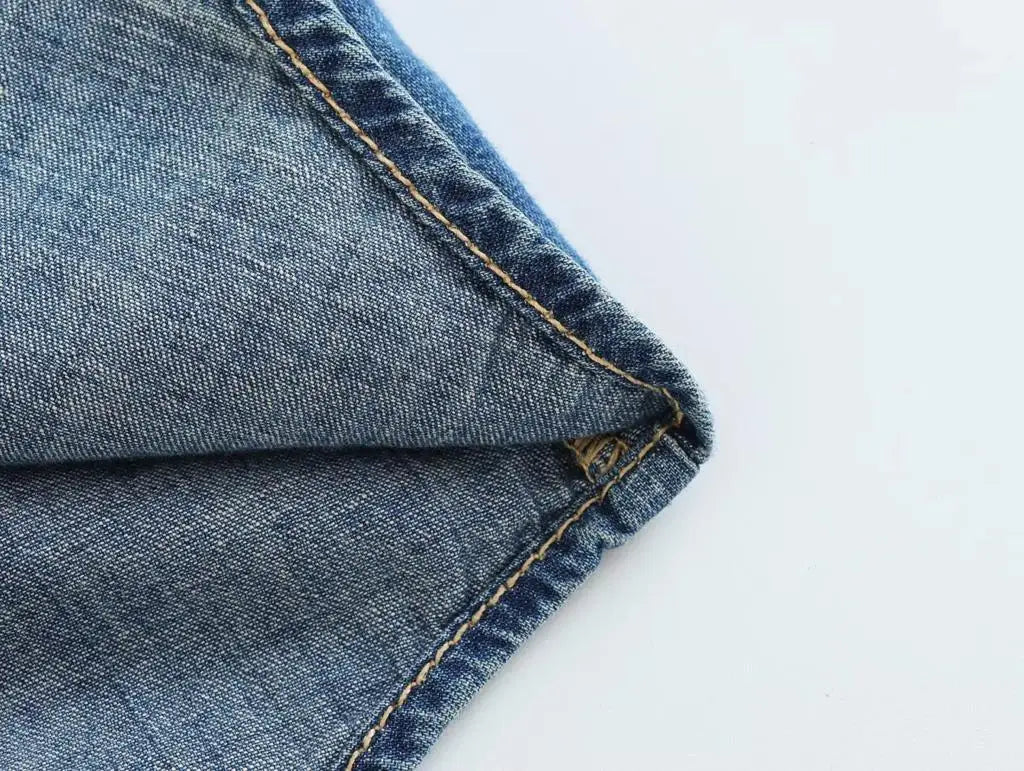 2025 Women's Denim Shirts Button Blouses Asymmetric's Shirts Tops