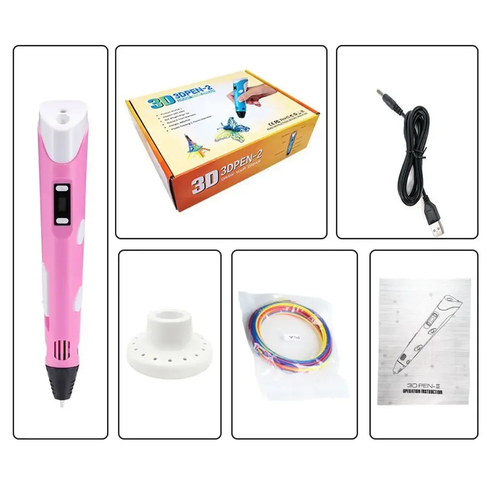 3D Printing Pen Arts Printer Set PLA Filament Drawing Print For Kids Adult Creative Toy Gift 36M PLA Filaments +USB 3D Pens
