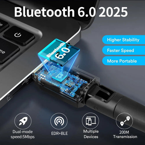 200 Meter Bluetooth Adapter USB Bluetooth 6.0 Dongle for PC Speaker Wireless Mouse Keyboard Music Audio Receiver USB Transmitter