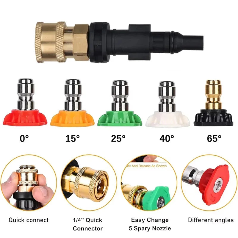 High pressure Water Gun Adapter For Lavor Parkside To Quick Connect 1/4" Washer Parts Spray Nozzle 4000 PSI