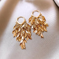 South Korea new design fashion jewelry 14K gold plated leaf tassel love earrings elegant women's daily work accessories