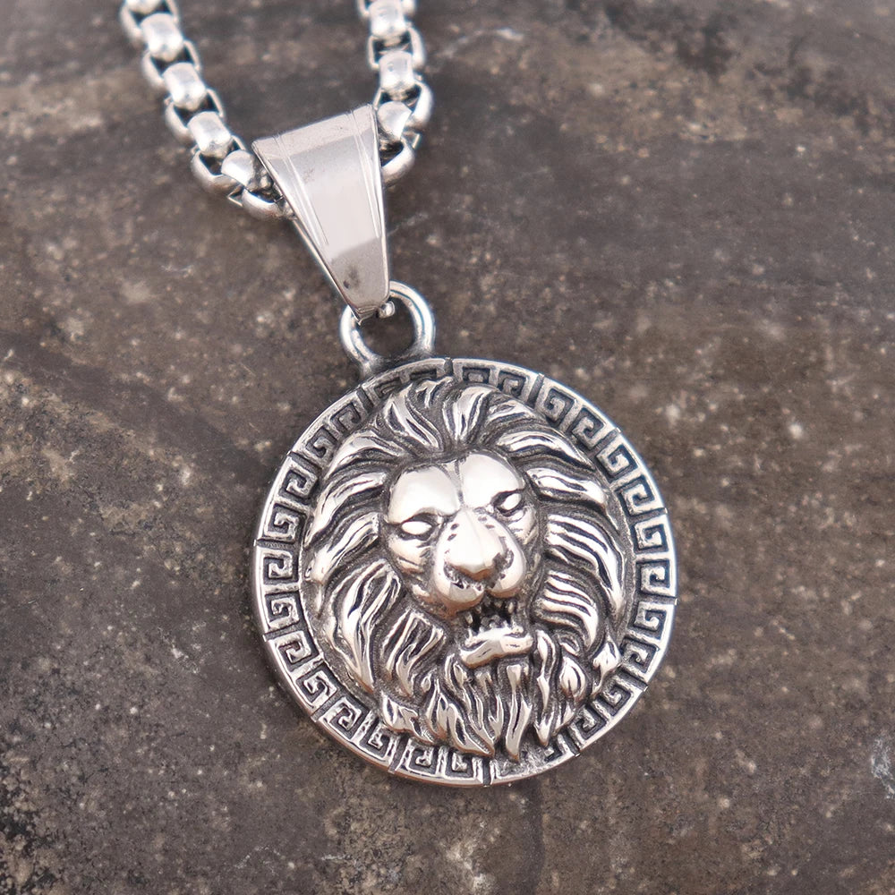 Fashion Small size Lion Head Pendant for Men Women Gift Punk Rock Stainless Steel Viking Animal Necklaces Popular Biker Jewelry