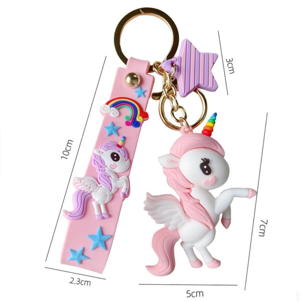 Cartoon Rainbow Horse Key Ring Cute Unicorn Car Keychain Pendant Fashion Creative Trend Bag Pendant Gift Key RingGiftAccessories