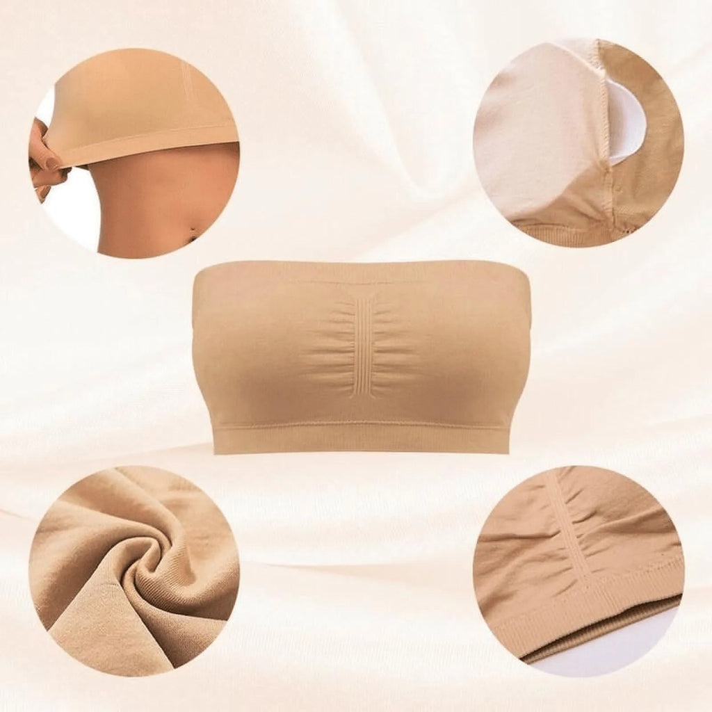 Ladies' Stretch Strapless Bra Fashion Solid Color Invisible Beauty Back Anti-slip Bra Suitable For One-Shoulder Top and Dress