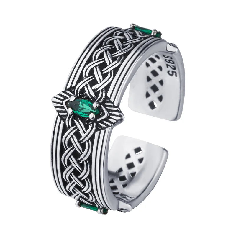Fashion 925 Sterling Silver Retro Pattern Adjustable Rings For Women Girls Engagement Luxury Fine Jewelry Argent 925 Jewellery