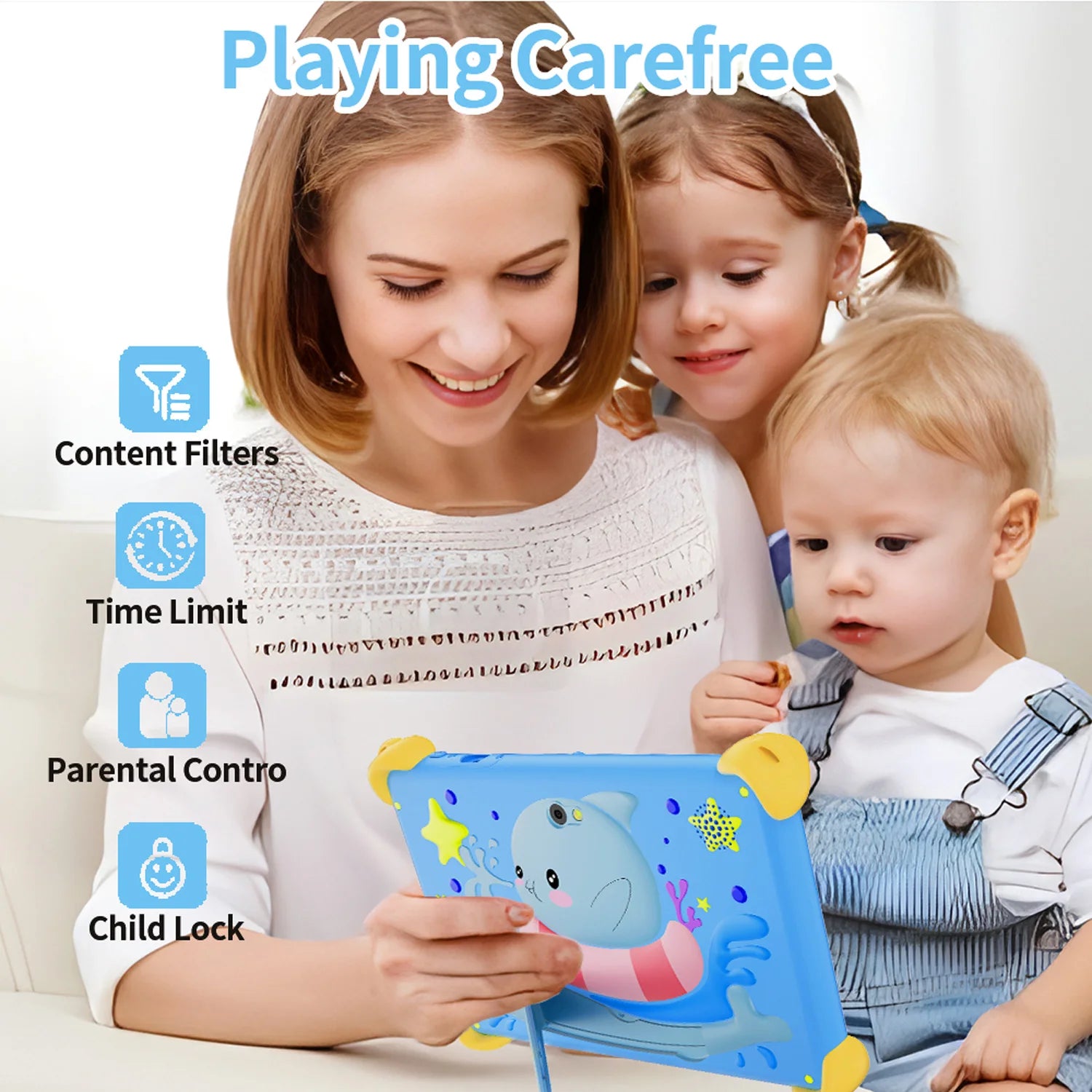 New 7 Inch 5G Pad Cartoon Pattern Kids' tablets Android Learning Education Tablet PC Kids-Proof protective Case Tablet 4000mAh
