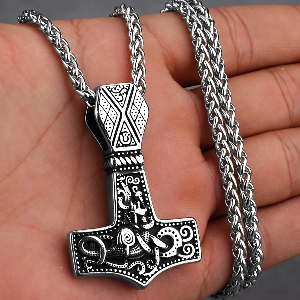 Original Viking Stainless Steel Thor Hammer Multiple Styles Domineering Unisex Necklace Pendant Boyfriend Gift Wholesale