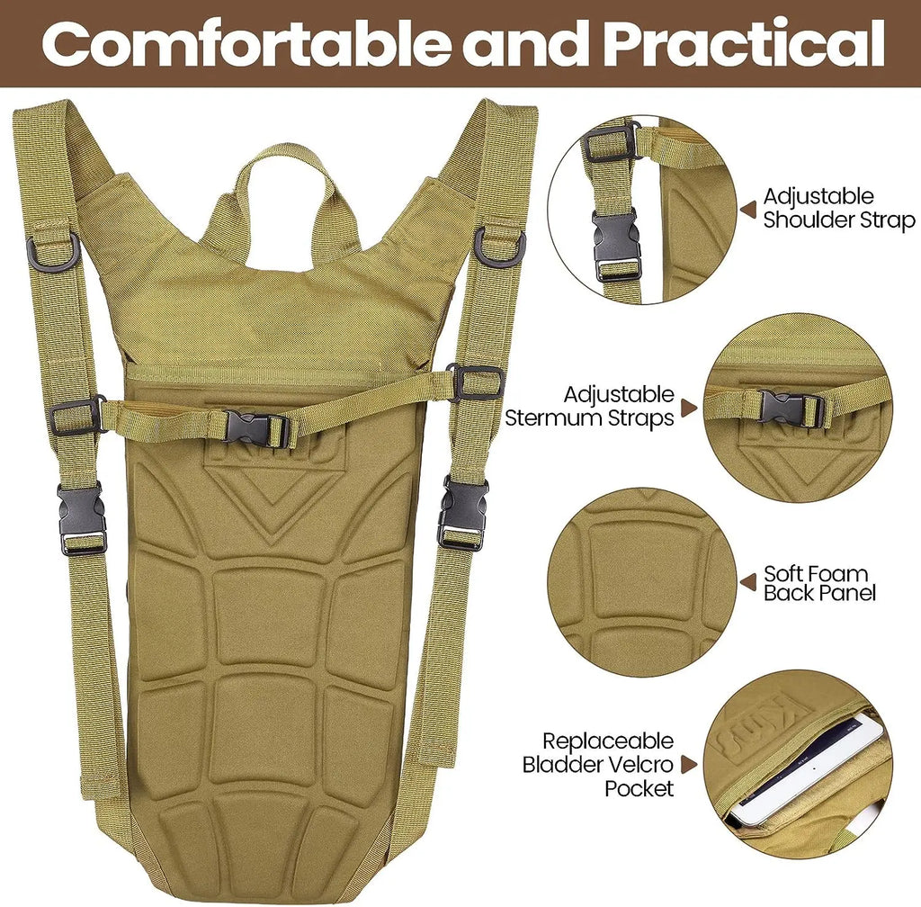 Sport Hydration Pack Backpack Water-proof Nylon Water Bag with 3 Liter Bladder for Hiking Cycling Climbing