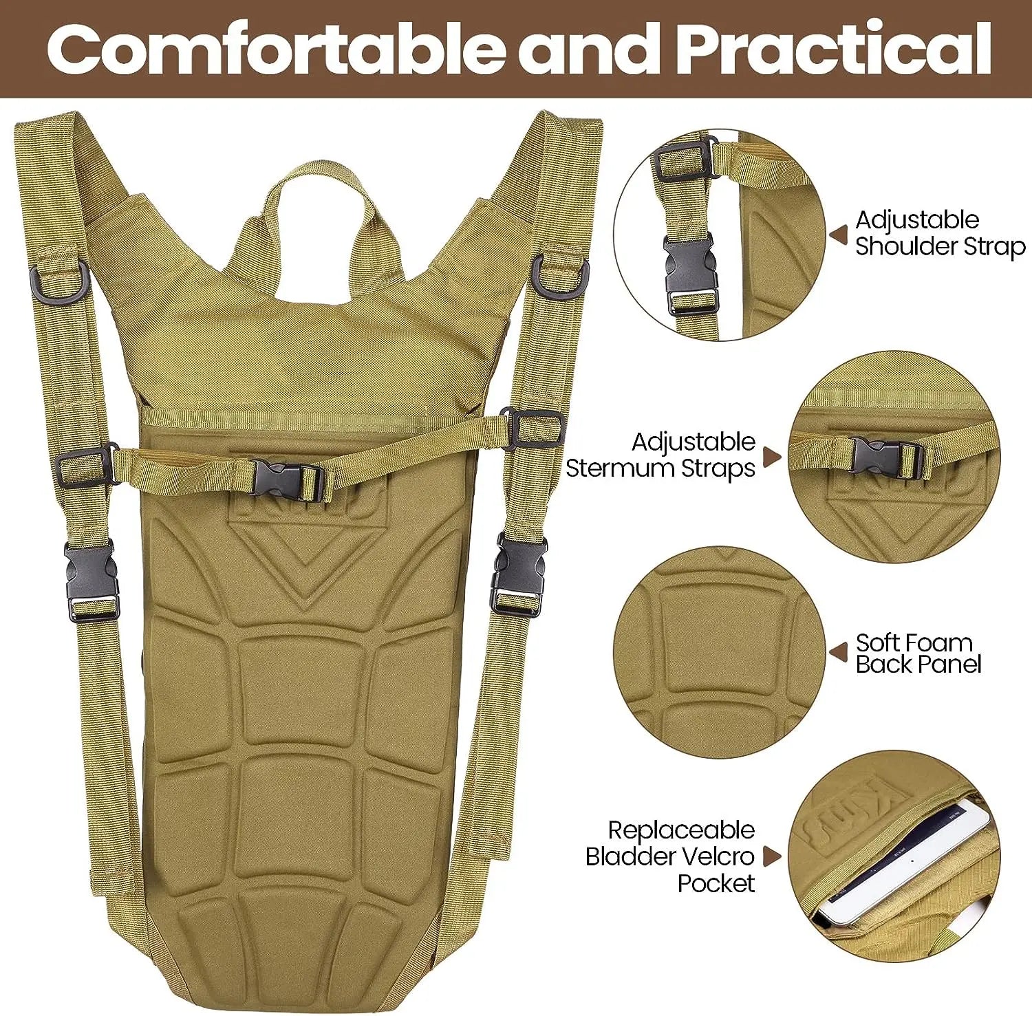 Sport Hydration Pack Backpack Water-proof Nylon Water Bag with 3 Liter Bladder for Hiking Cycling Climbing