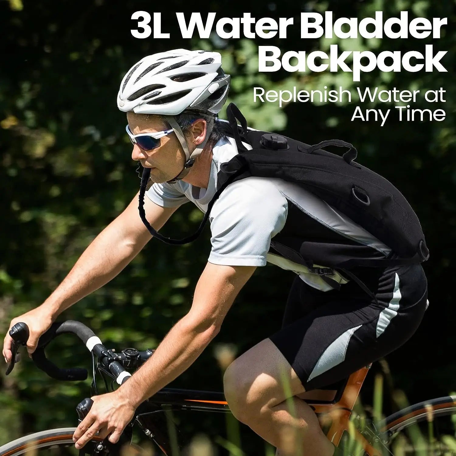 Sport Hydration Pack Backpack Water-proof Nylon Water Bag with 3 Liter Bladder for Hiking Cycling Climbing