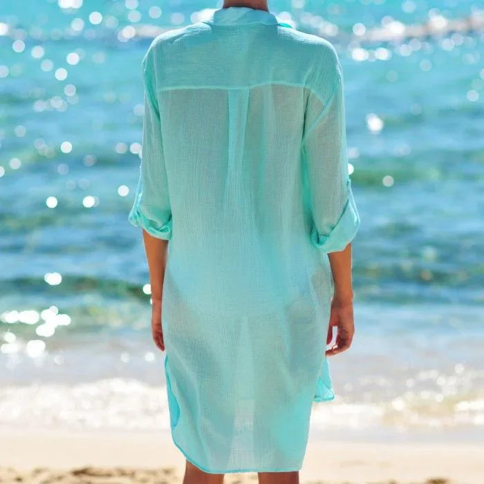 Cotton Tunics for Beach Women Swimsuit Cover-ups Woman Swimwear Beach Cover up Beachwear Mini Dress Saida de Praia