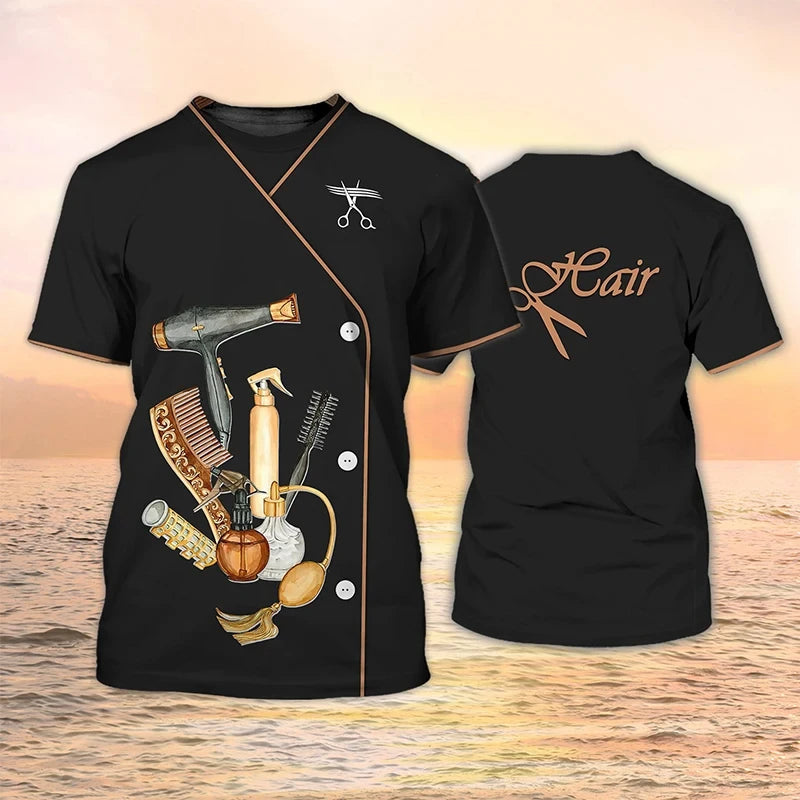 Hairdresser  Men's Fashion 3D Printed T-shirt Casual Fun Short Sleeve Barber Men's Graphic T-shirt Tees Y2k Tops Mens Clothing