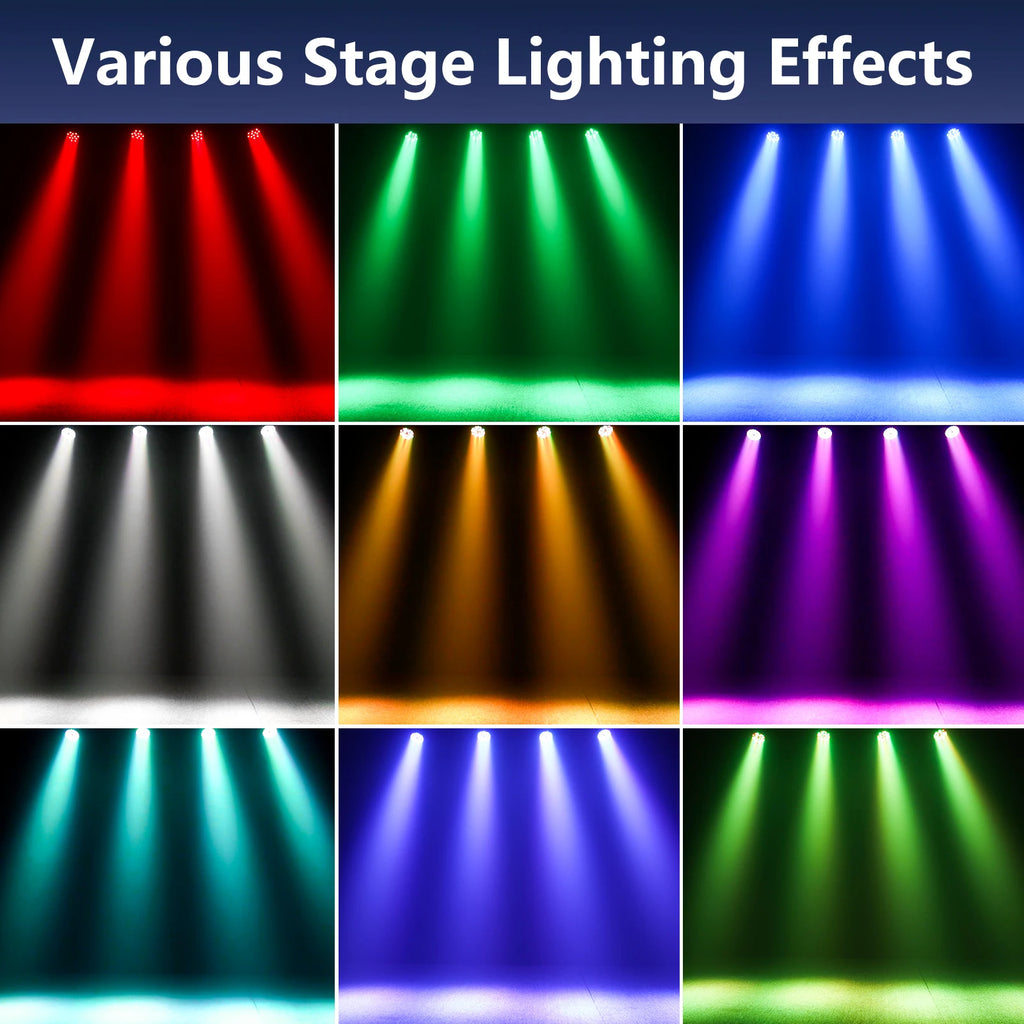 4PCS Par Light 36LEDs RGB Lights Stage Effect Lighting Projector DMX512 Sound control DJ Disco Party Lights for Bar Club Theater