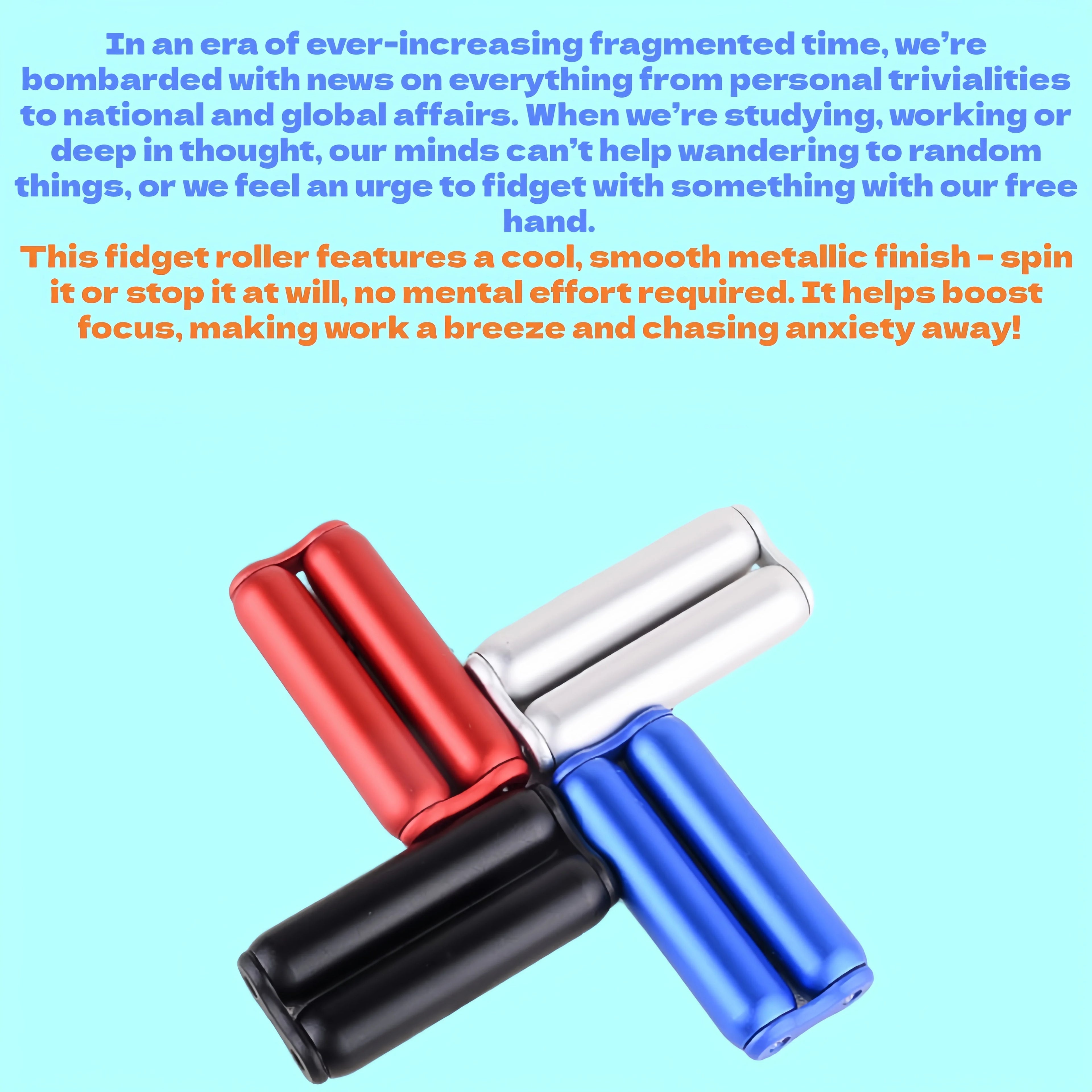 Premium Aluminum Alloy Stress Relief Roller | Portable Hand Massager | Finger Relaxation Fidget Toy for Office Home Travel Gifts