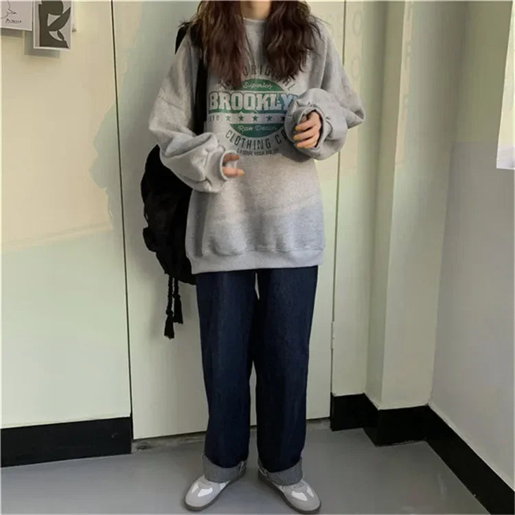 Women Hoodies Office Lady Loose Coat Korean Fashion Sweatshirts Letter Printed Pullovers 2024 Spring Woman clothing Y2k Hoodies