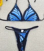2025 new solid color steel support gathering bikini women's split swimsuit women's two-piece swimsuit
