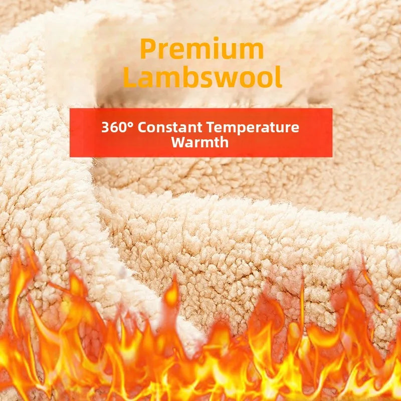 Lamb Velvet Hoodie Men's Thickened Fleece round Neck Casual Versatile Teenage Warm Top Lamb Velvet Jacket Winter Fashion