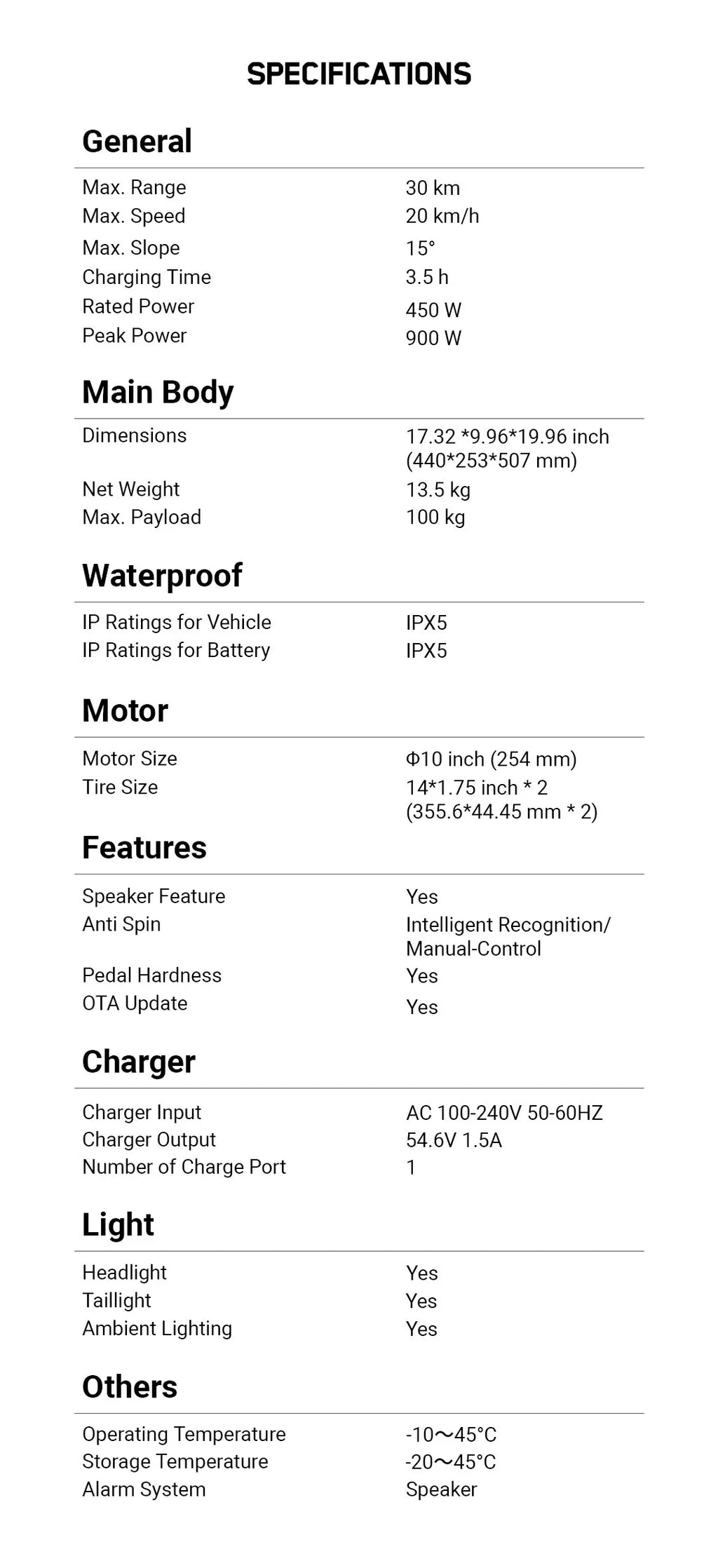 Original INMOTION E20 Electric Unicycle Motor 900W Battery 54.6V Top Speed 20km/h Range 30km Bluetooth Speaker 14inch EUC Wheel