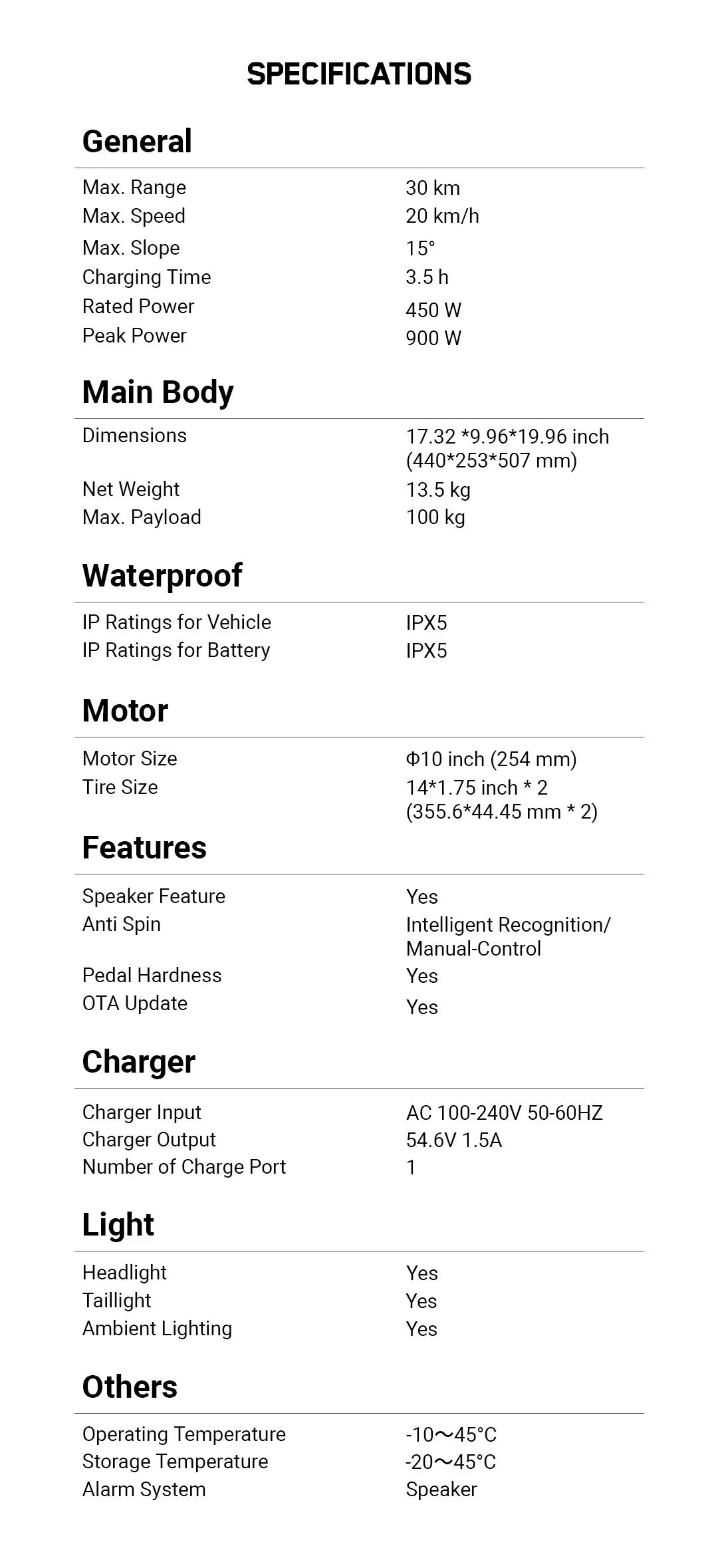 Original INMOTION E20 Electric Unicycle Motor 900W Battery 54.6V Top Speed 20km/h Range 30km Bluetooth Speaker 14inch EUC Wheel