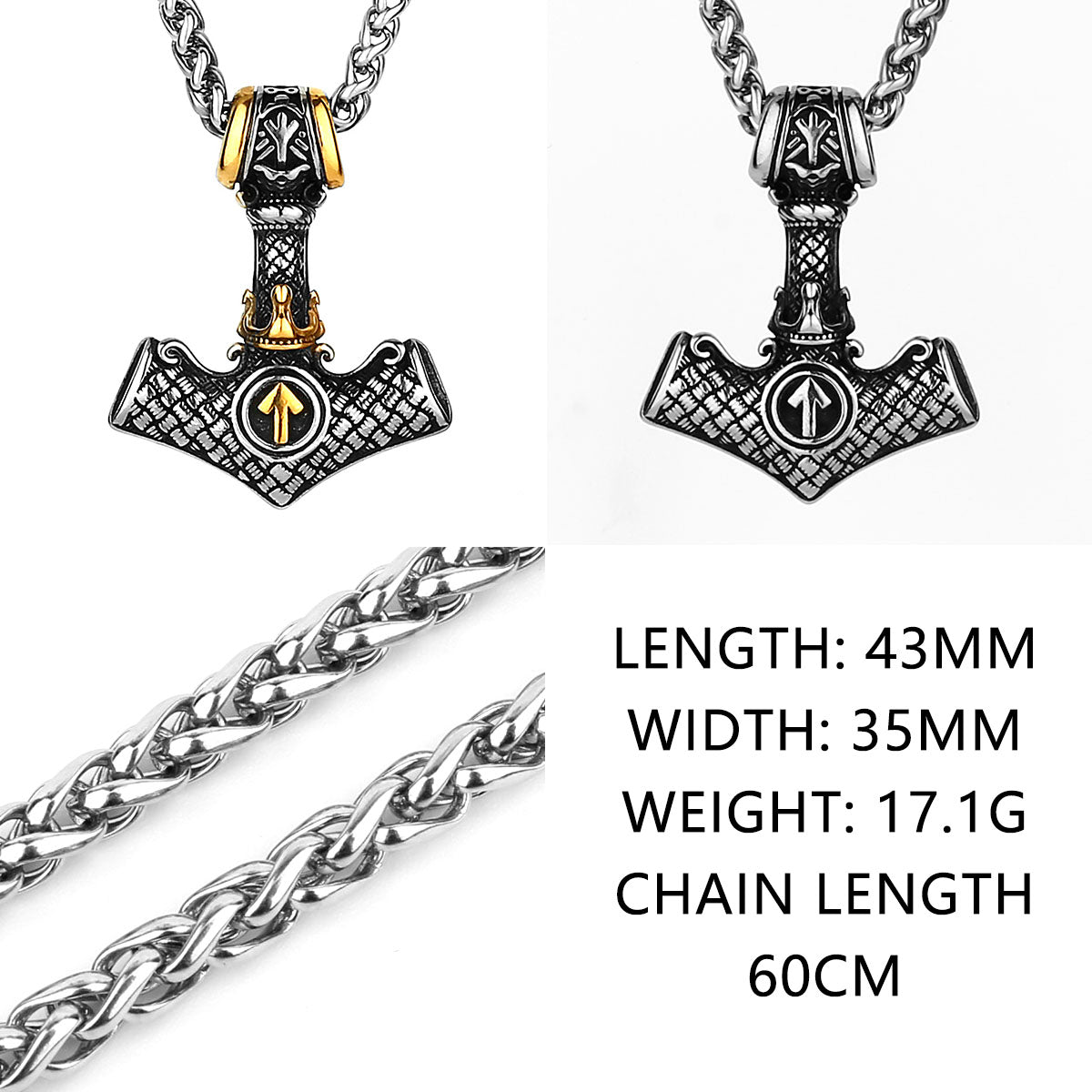 Original Viking Stainless Steel Thor Hammer Multiple Styles Domineering Unisex Necklace Pendant Boyfriend Gift Wholesale