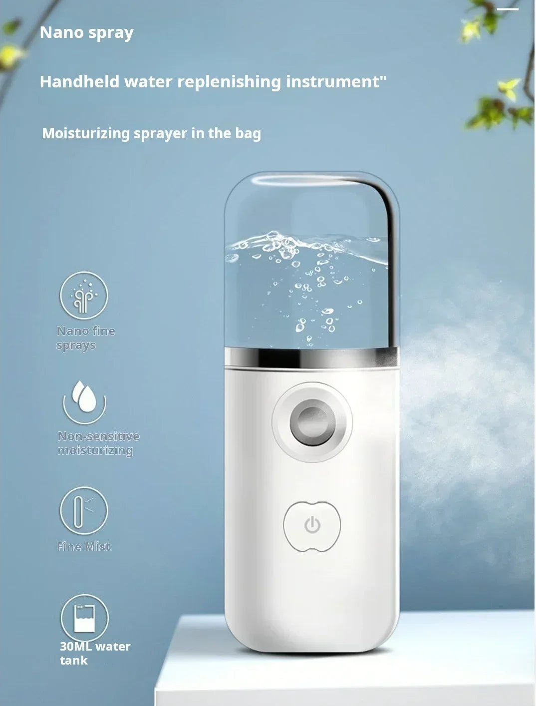 Portable Mini Ultrasonic Humidifier Facial Sprayer Beauty Device Moisturizing Skin Care USB Rechargeable Skincare Tool