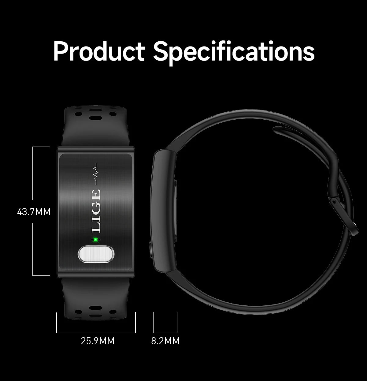 LIGE Fitness Tracker ECG+PPG SpO2 Sport Smart Bracelet Body Fat BMI Heart Rate Blood Pressure Monitor Pedometer Smartwatch Band