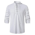 King Billion Men's Shirts Casual Men Cotton Linen Long Sleeve T-shirt Spring Autumn Vintage Shirt US Size Drawstring Neck