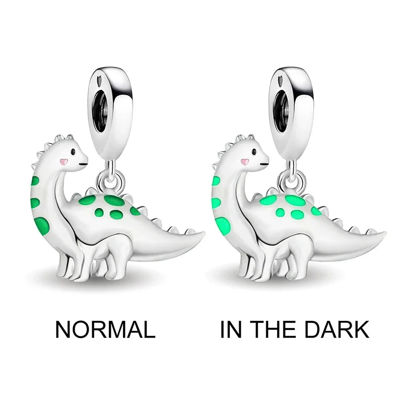 925 Sterling Silver Owl Dinosaur Panda Chameleon Cute Charm Bead Fit Diy Bracelet Bangle Making Gift of High Quality Jewelry
